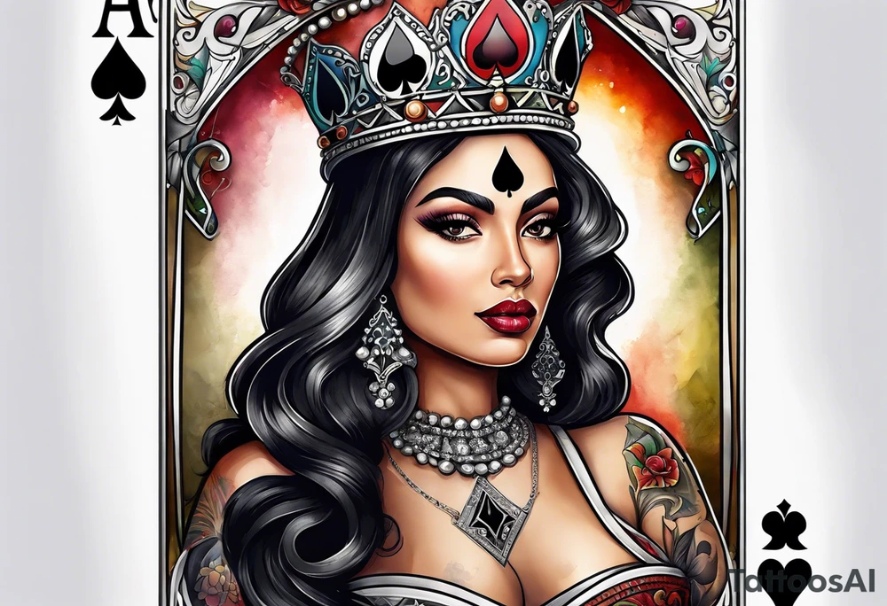 Queen of Spades, Latina, in Framed, Spades with "Q" centered tattoo idea