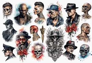 gangster full back tattoo idea