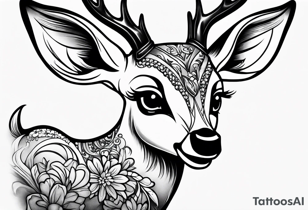dark themed crying bambi fawn tattoo idea