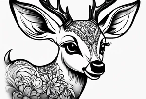 dark themed crying bambi fawn tattoo idea
