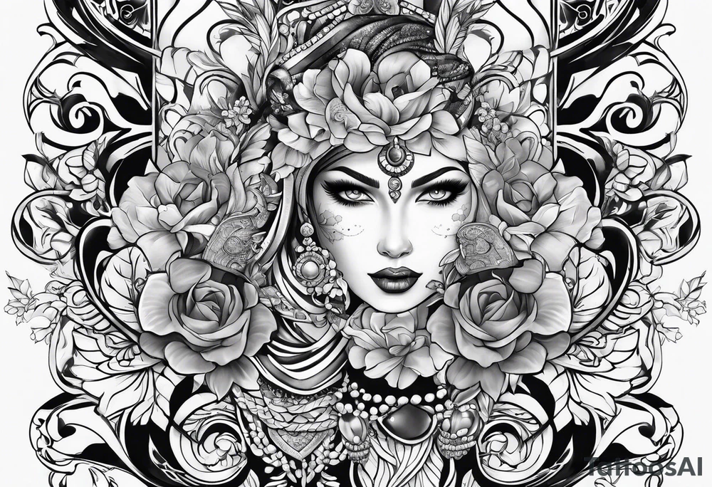 Full leg tattoo from stomach to foot tattoo idea