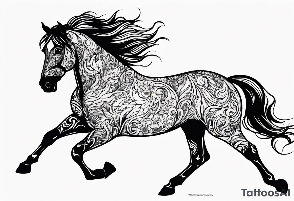 firey horse running tattoo idea