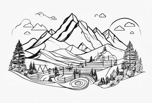 , mountains, food, music, dance tattoo idea