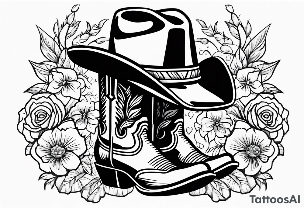 Cowboy boots flowers cowboy hat howdy tattoo idea