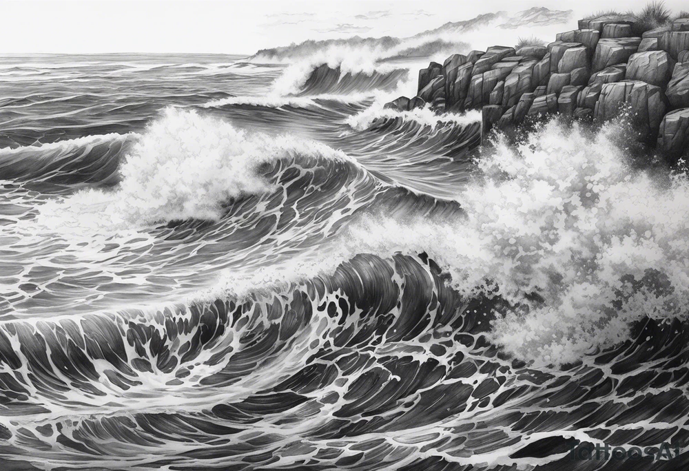 an half sleeve for my lower left leg that is completely rough ocean water tattoo idea