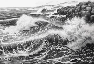 an half sleeve for my lower left leg that is completely rough ocean water tattoo idea