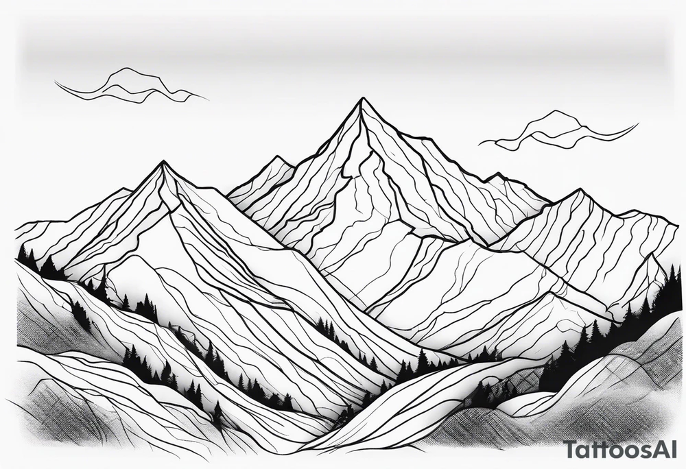 Outline of mountain range tattoo idea