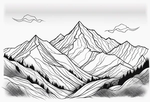 Outline of mountain range tattoo idea