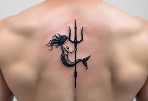 trident with mermaid tattoo idea
