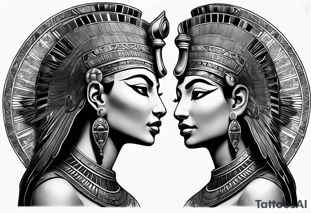 Powerful majestic full body from head to toe tattoo design of ancient Egyptian goddess sehkmet tattoo idea