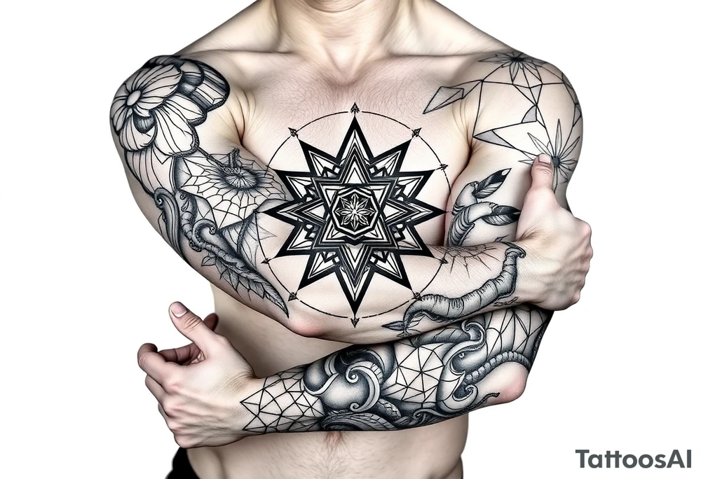 Geometry with ethernal symbol tattoo idea