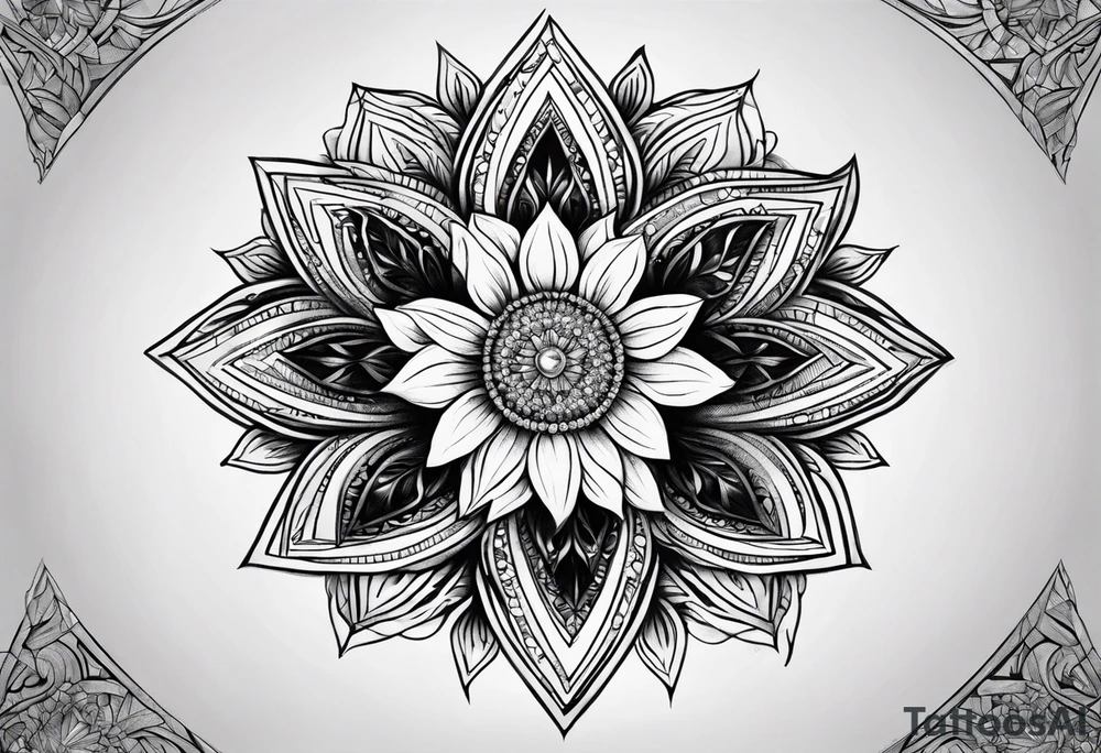 sun flower diamond fire infinity tattoo idea