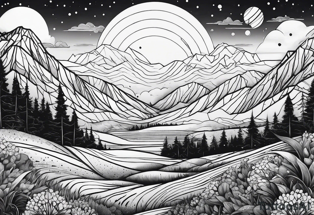 straight line, space, nature tattoo idea