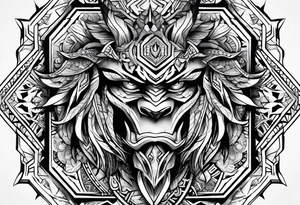 Hexagon tribal sleeve warriors of darkness tattoo idea