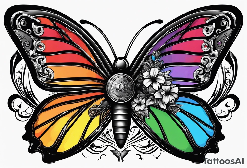 Guitar, butterfly, rainbow, game cube tattoo idea