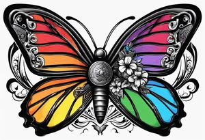 Guitar, butterfly, rainbow, game cube tattoo idea
