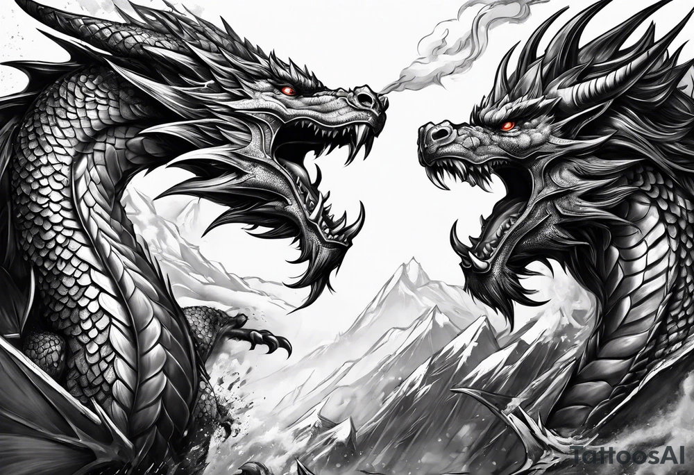 barbarian fighting dragon tattoo idea
