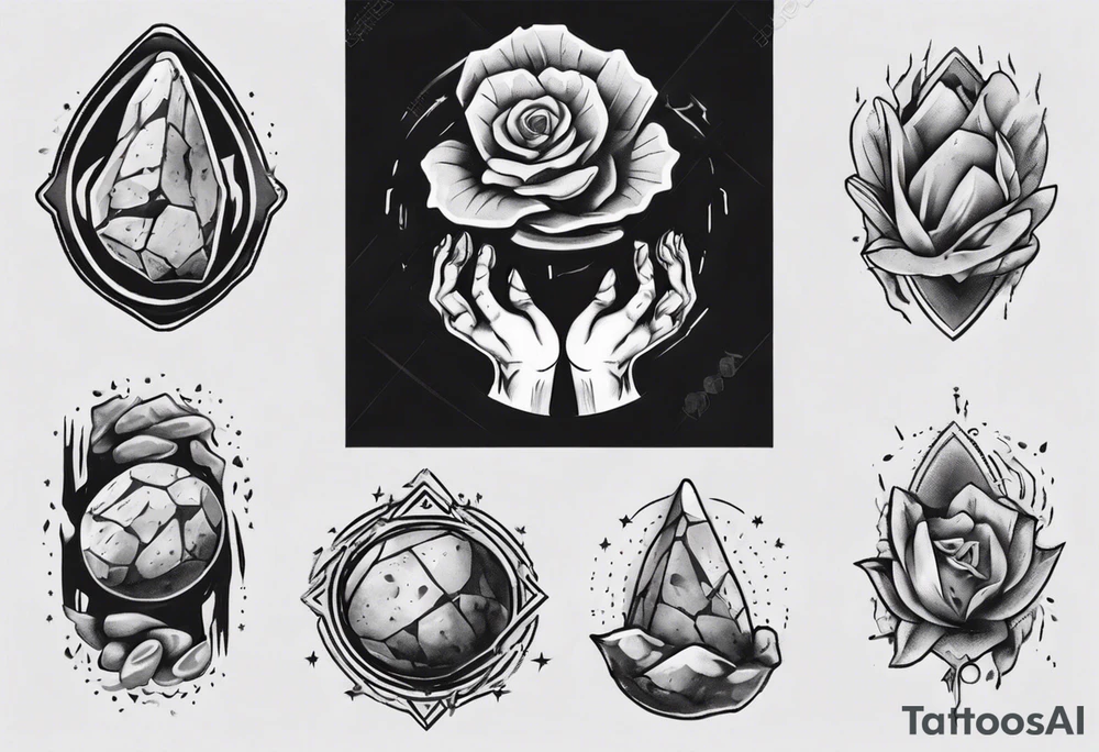Stone with two hands shaking on it tattoo idea