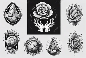 Stone with two hands shaking on it tattoo idea