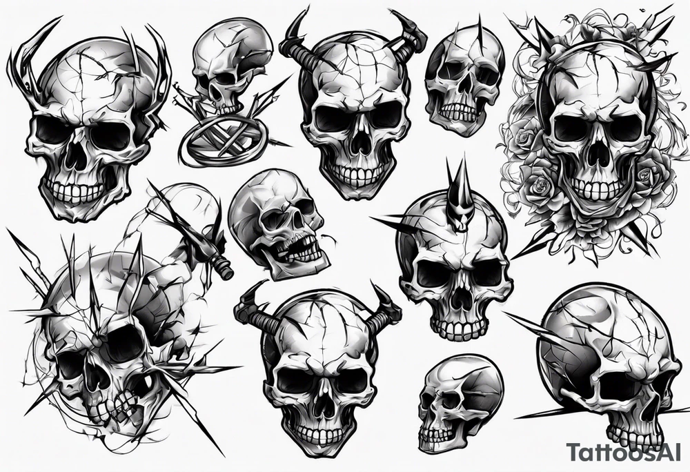 Barbed wired and skulls tattoo idea