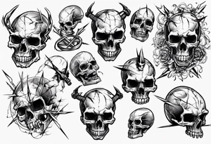 Barbed wired and skulls tattoo idea