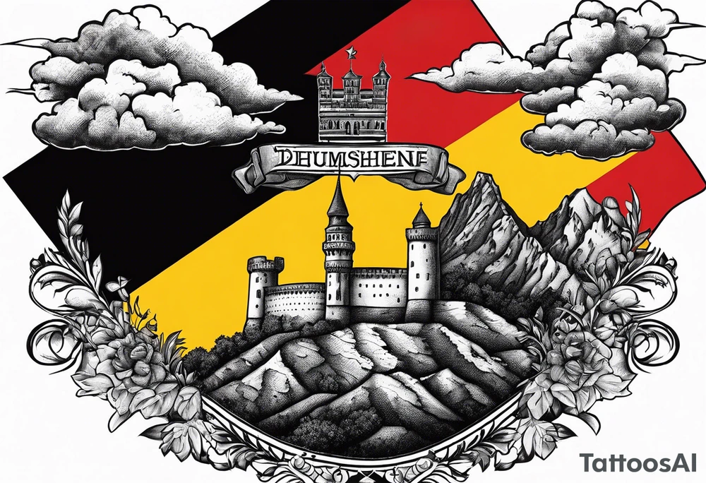 deutschlandfahne in farbe heimatliebe burg tattoo idea