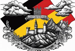 deutschlandfahne in farbe heimatliebe burg tattoo idea