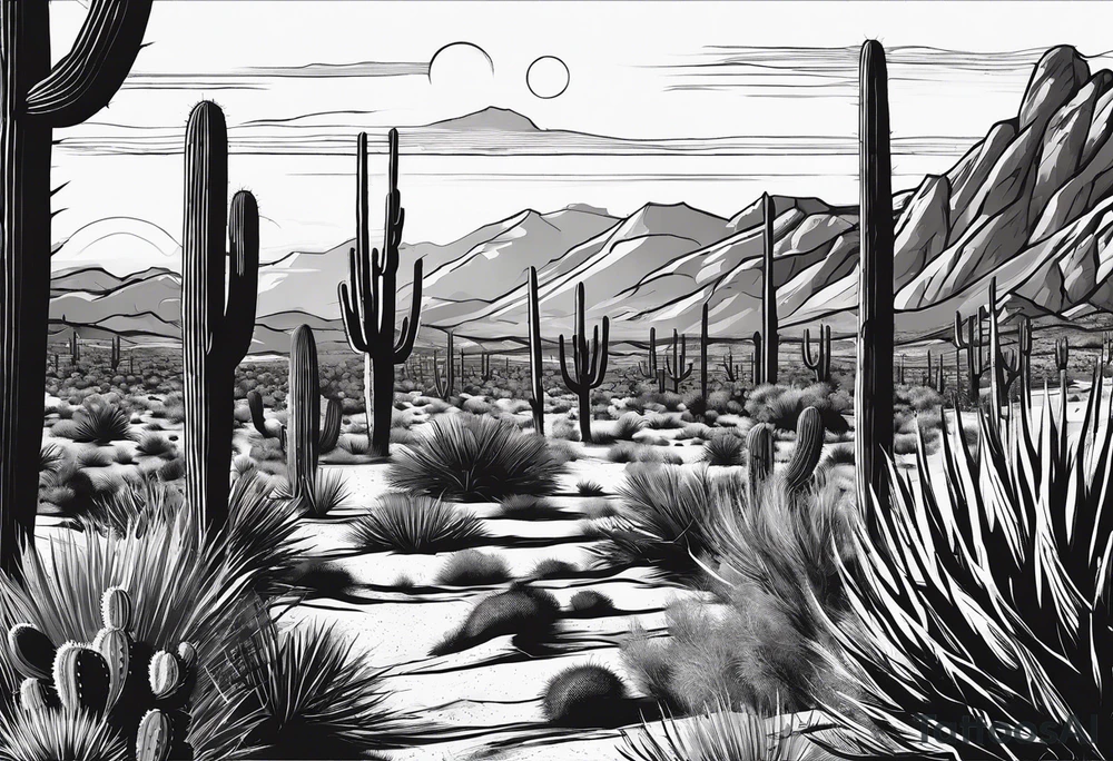 Running through desert with cacti with 13.1 in it tattoo idea