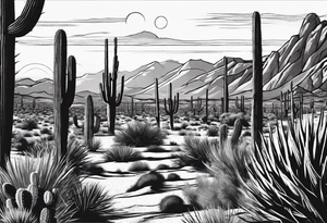 Running through desert with cacti with 13.1 in it tattoo idea