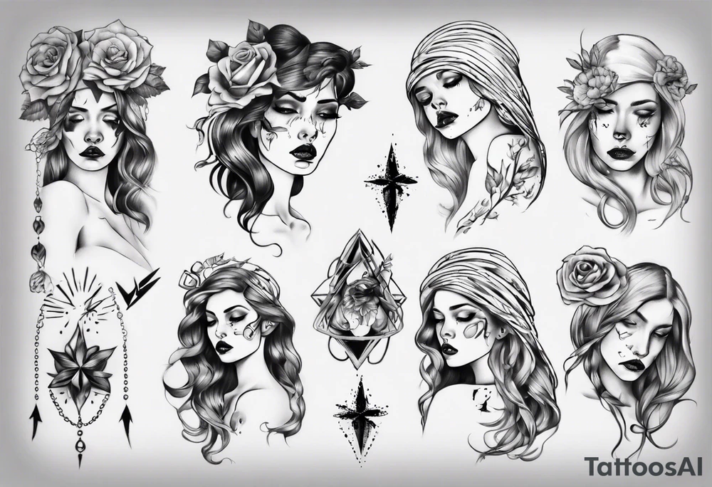 sad woman tattoo idea