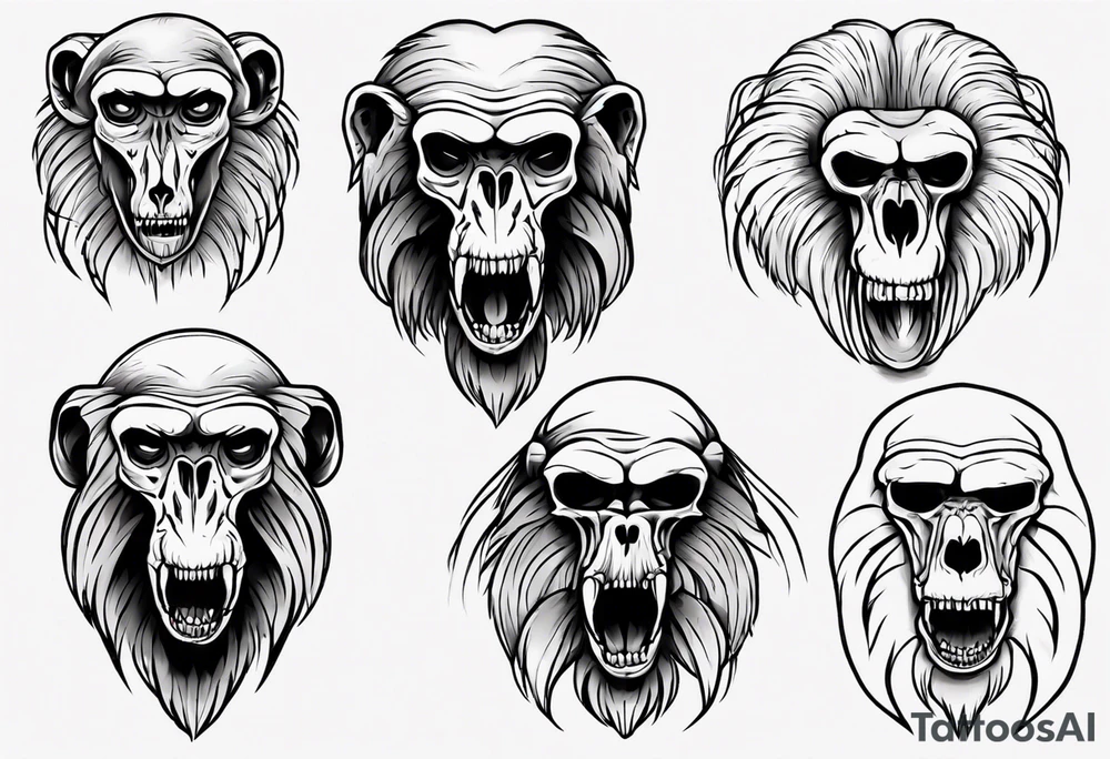 baboon skull tattoo idea