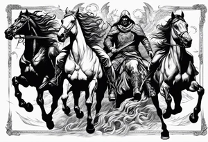 4 horseman of the apocalypse - Death, Famine, War, and Conquest tattoo idea