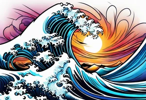 Surfing wave tattoo idea