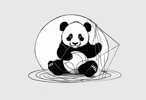 Playful panda interacting with a ball of yarn tattoo idea