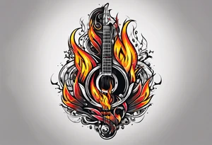 Music on fire tattoo idea