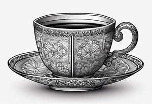 The outside should look like a stamp. So a stylus edge and a square and on the inside there should be a drawing of a Turkish teacup, i.e. a chai. tattoo idea