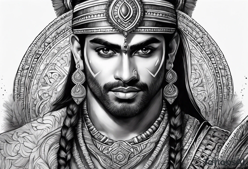 Its a warrior hindu karan tattoo idea
