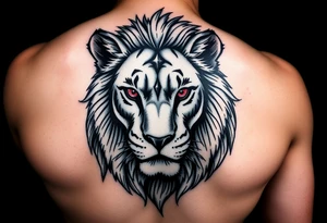 powerful majestic lioness with ruby eyes tattoo idea