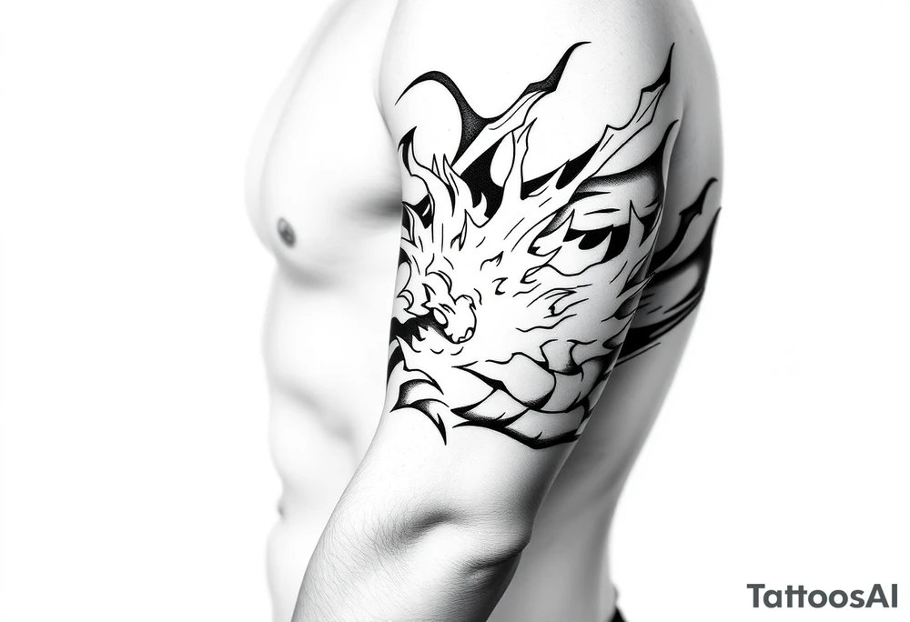 legendary dragonball z scene with energy aura and power effects tattoo idea