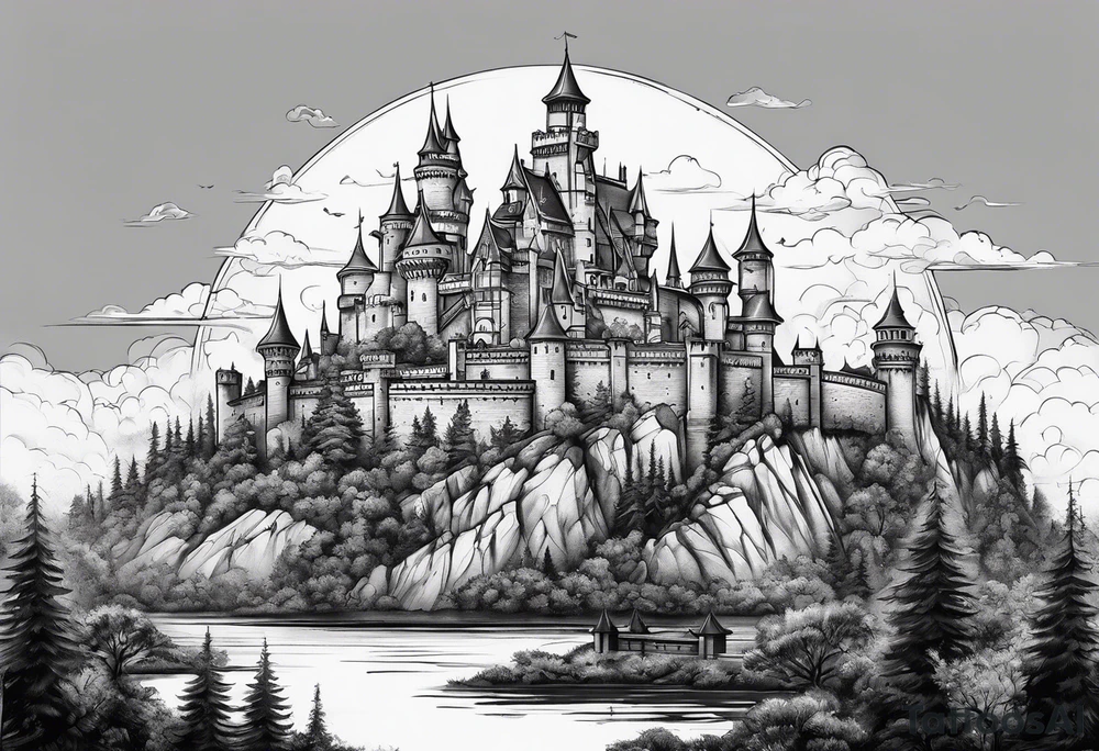 tall castle tattoo idea