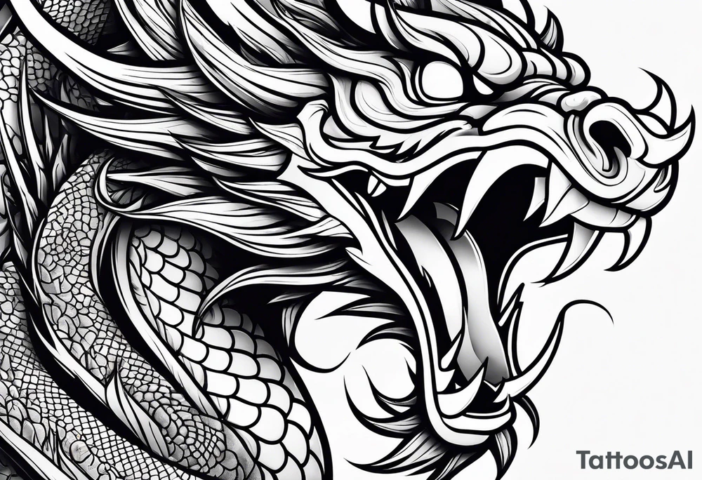 chinese dragon face tattoo idea