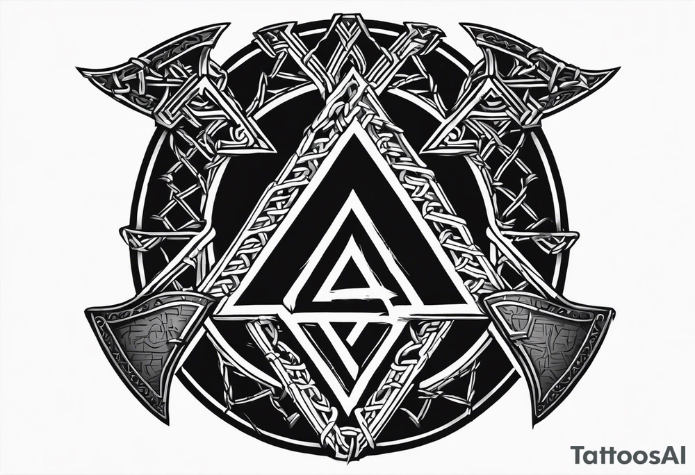Valhalla round shield axe
Valknut barbed wire chains tattoo idea Valhalla round shield axe
Valknut barbed wire chains tattoo idea