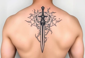 Cloud strife buster sword with materia surrounded by life stream tattoo idea