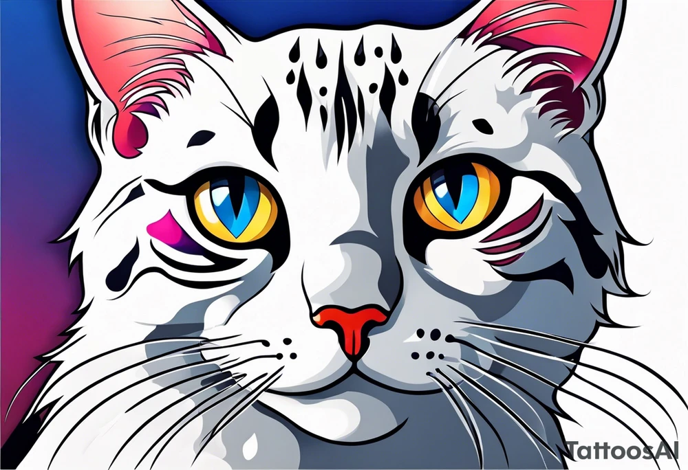 Simplistic cat with heart spots tattoo idea