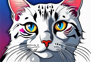 Simplistic cat with heart spots tattoo idea