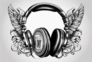 money dollars with headphones with microphone tattoo idea