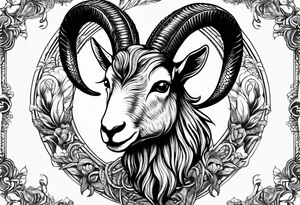 Image of a goat combined with a Snake. The 2 pairs of horns are the snake. tattoo idea