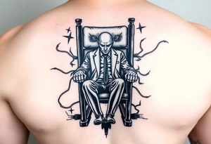powerful man in an electric chair tattoo idea