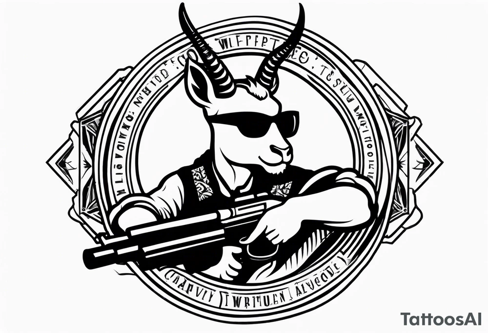 capricorn with sunglasses and shotgun tattoo idea