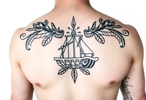 Polynesian tribal noah’s ark tattoo chest piece tattoo idea